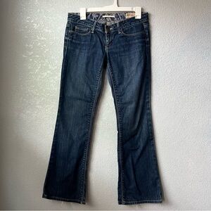 Low Rise Flare Boot Cut Dark Wash Denim Jeans Size 6P Petite Stretch Cotton